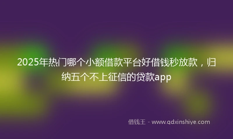2025年热门哪个小额借款平台好借钱秒放款，归纳五个不上征信的贷款app