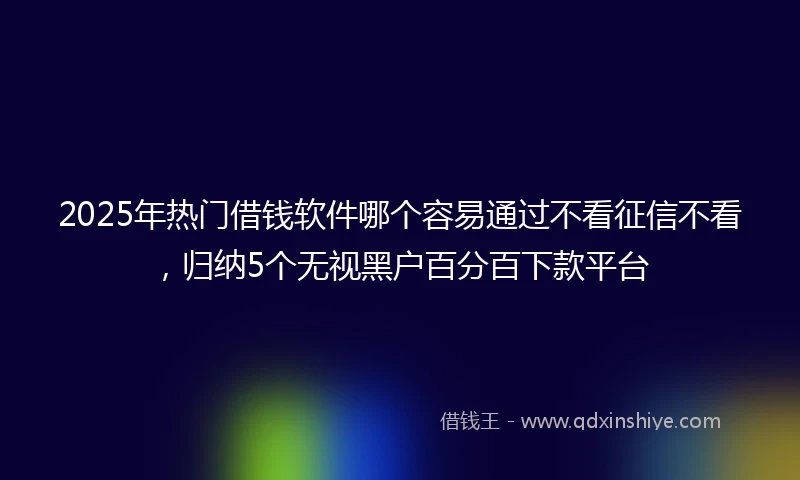 2025年热门借钱软件哪个容易通过不看征信不看，归纳5个无视黑户百分百下款平台