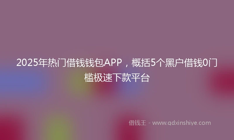 2025年热门借钱钱包APP，概括5个黑户借钱0门槛极速下款平台
