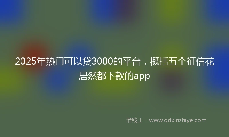 2025年热门可以贷3000的平台，概括五个征信花居然都下款的app
