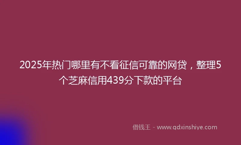2025年热门哪里有不看征信可靠的网贷，整理5个芝麻信用439分下款的平台