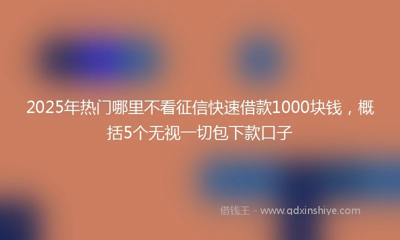 2025年热门哪里不看征信快速借款1000块钱,概括5个无视一切包下款口子