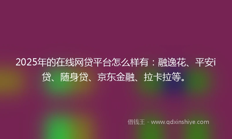 2025年的在线网贷平台怎么样有：融逸花、平安i贷、随身贷、京东金融、拉卡拉等。