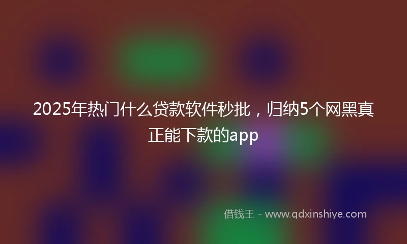 2025年热门什么贷款软件秒批，归纳5个网黑真正能下款的app