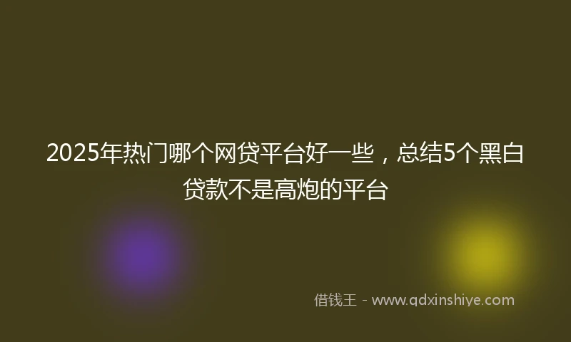 2025年热门哪个网贷平台好一些，总结5个黑白贷款不是高炮的平台