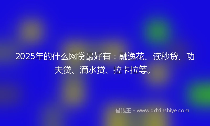 2025年的什么网贷最好有：融逸花、读秒贷、功夫贷、滴水贷、拉卡拉等。