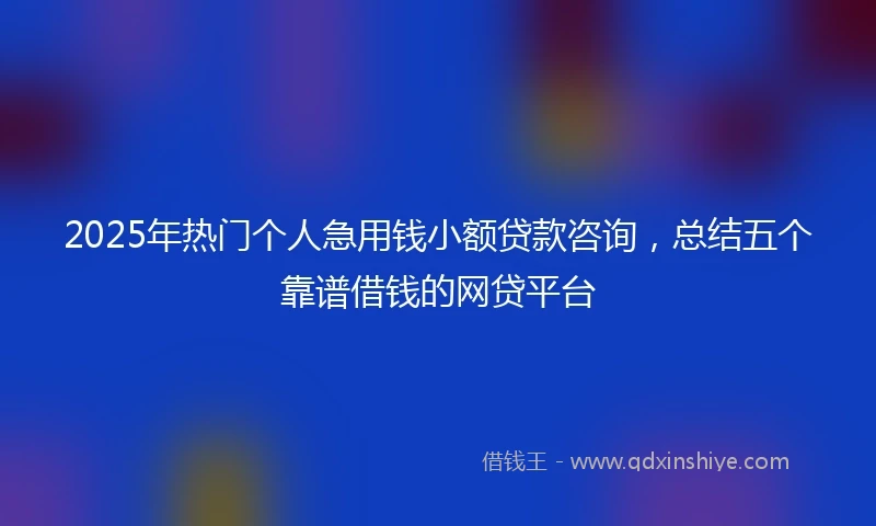 2025年热门个人急用钱小额贷款咨询，总结五个靠谱借钱的网贷平台