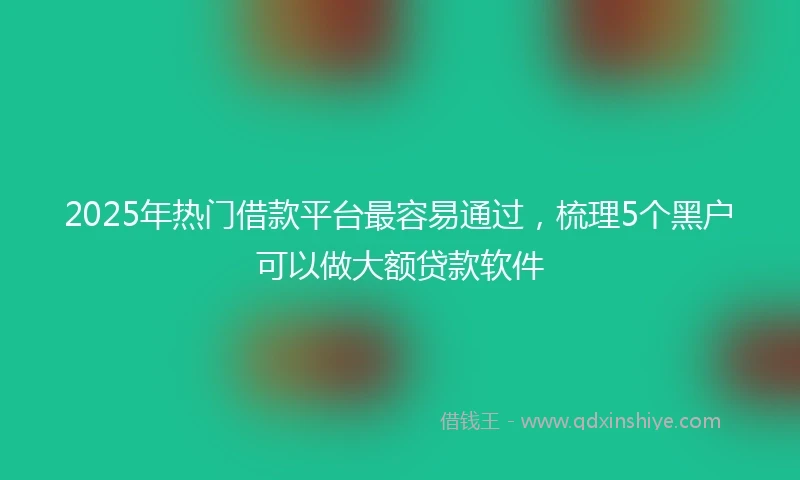 2025年热门借款平台最容易通过,梳理5个黑户可以做大额贷款软件