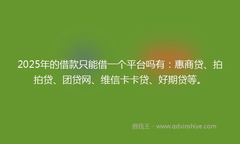 2025年的借款只能借一个平台吗有：惠商贷、拍拍贷、团贷网、维信卡卡贷、好期贷等。