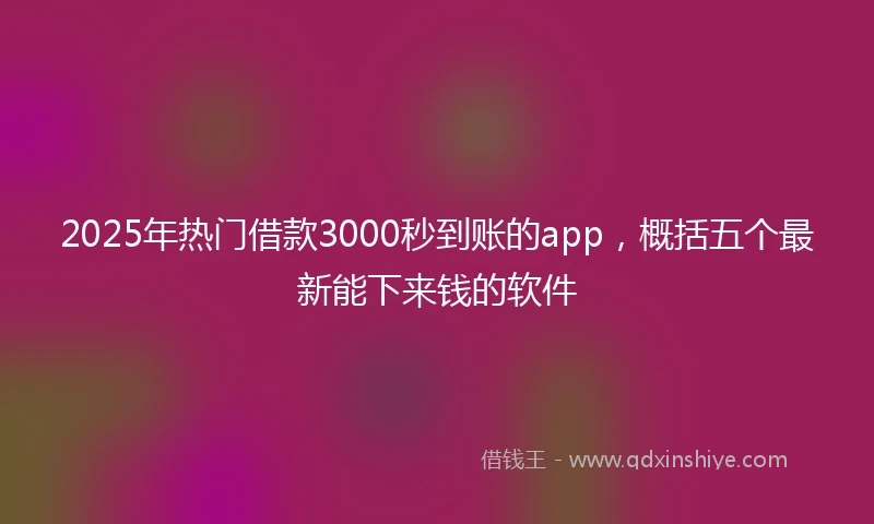 2025年热门借款3000秒到账的app，概括五个最新能下来钱的软件