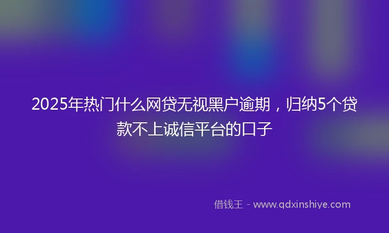 2025年热门什么网贷无视黑户逾期，归纳5个贷款不上诚信平台的口子