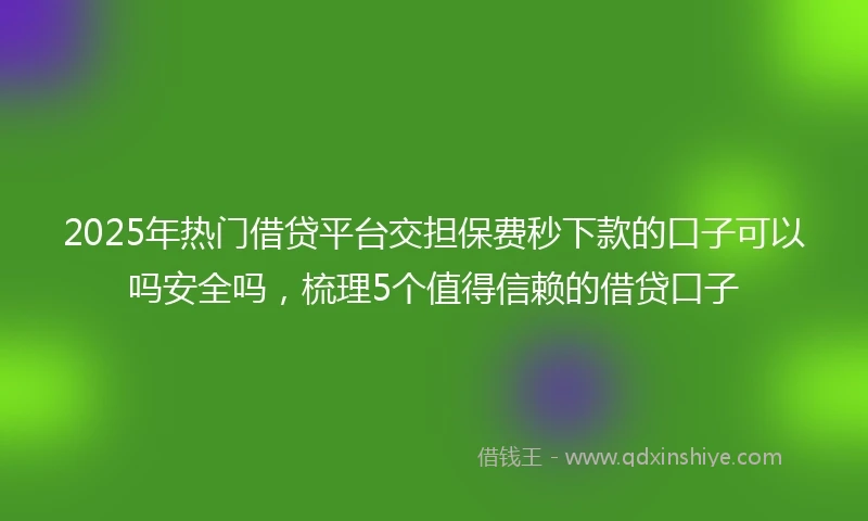 2025年热门借贷平台交担保费秒下款的口子可以吗安全吗,梳理5个值得信赖的借贷口子
