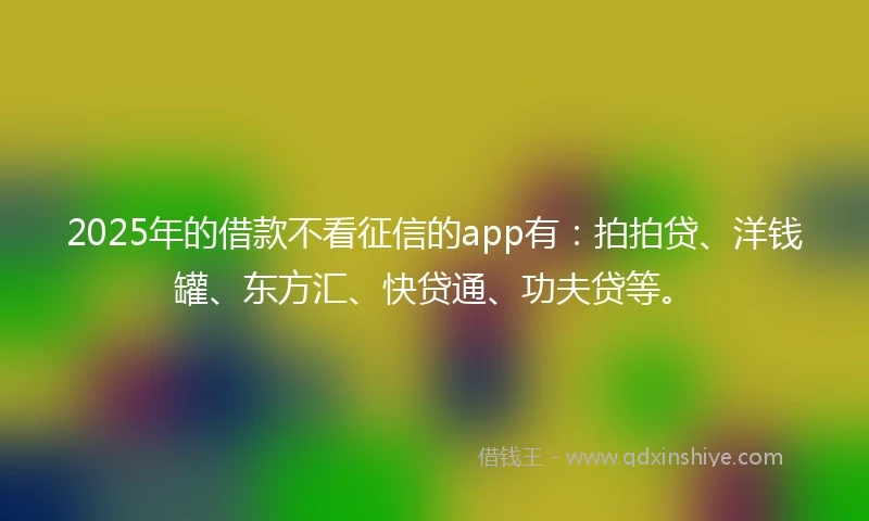 2025年的借款不看征信的app有:拍拍贷、洋钱罐、东方汇、快贷通、功夫贷等。