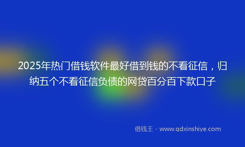 2025年热门借钱软件最好借到钱的不看征信,归纳五个不看征信负债的网贷百分百下款口子