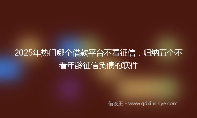 2025年热门哪个借款平台不看征信，归纳五个不看年龄征信负债的软件