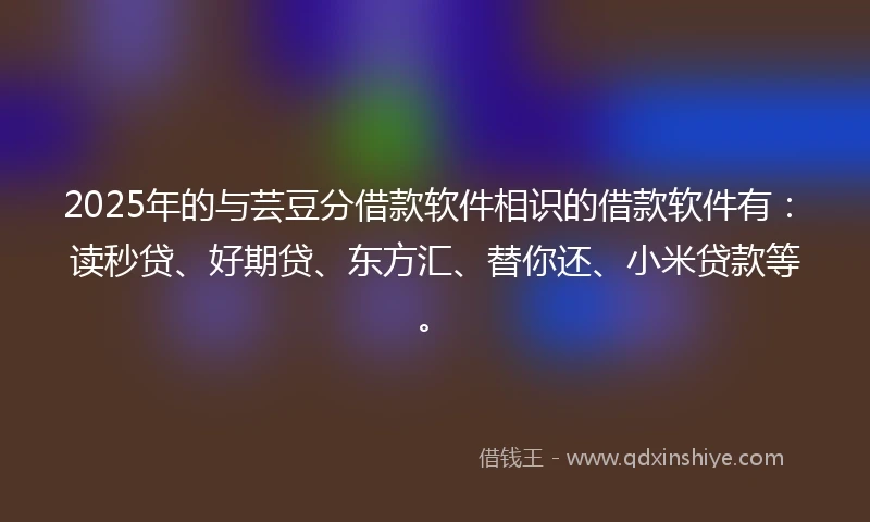 2025年的与芸豆分借款软件相识的借款软件有：读秒贷、好期贷、东方汇、替你还、小米贷款等。