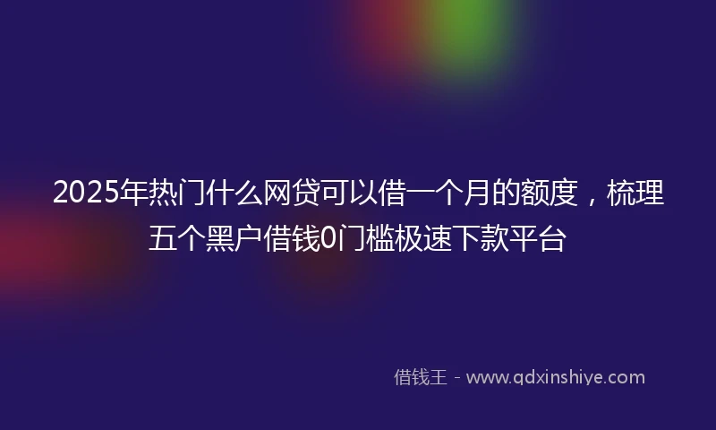 2025年热门什么网贷可以借一个月的额度，梳理五个黑户借钱0门槛极速下款平台