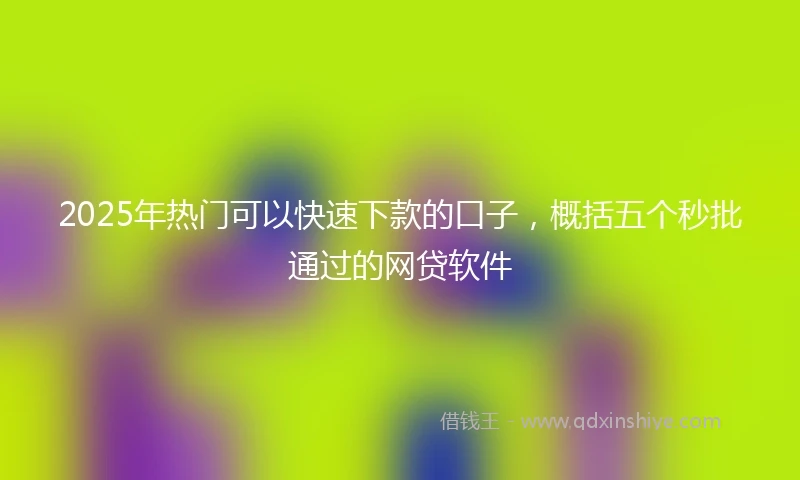 2025年热门可以快速下款的口子，概括五个秒批通过的网贷软件