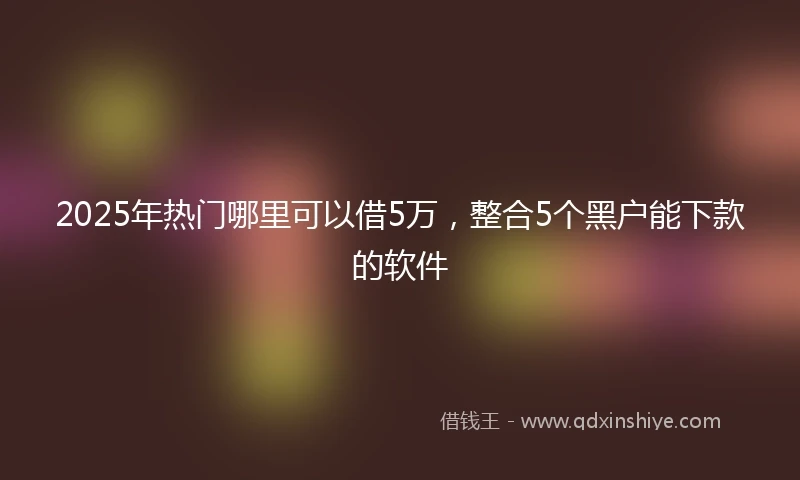 2025年热门哪里可以借5万，整合5个黑户能下款的软件