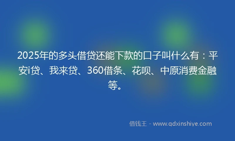 2025年的多头借贷还能下款的口子叫什么有：平安i贷、我来贷、360借条、花呗、中原消费金融等。