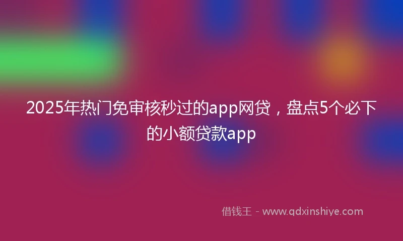 2025年热门免审核秒过的app网贷，盘点5个必下的小额贷款app