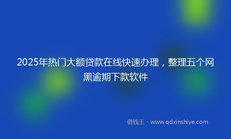2025年热门大额贷款在线快速办理，整理五个网黑逾期下款软件