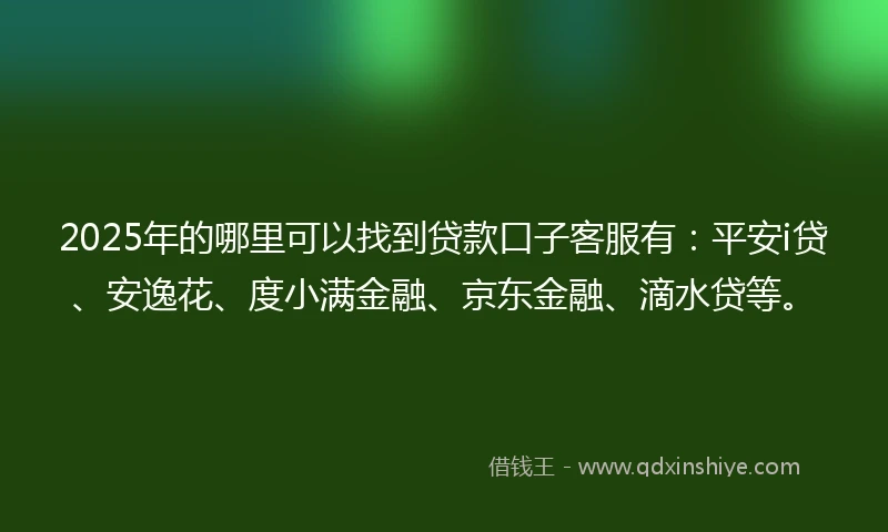 2025年的哪里可以找到贷款口子客服有：平安i贷、安逸花、度小满金融、京东金融、滴水贷等。