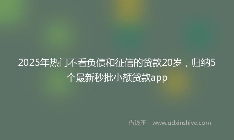 2025年热门不看负债和征信的贷款20岁,归纳5个最新秒批小额贷款app