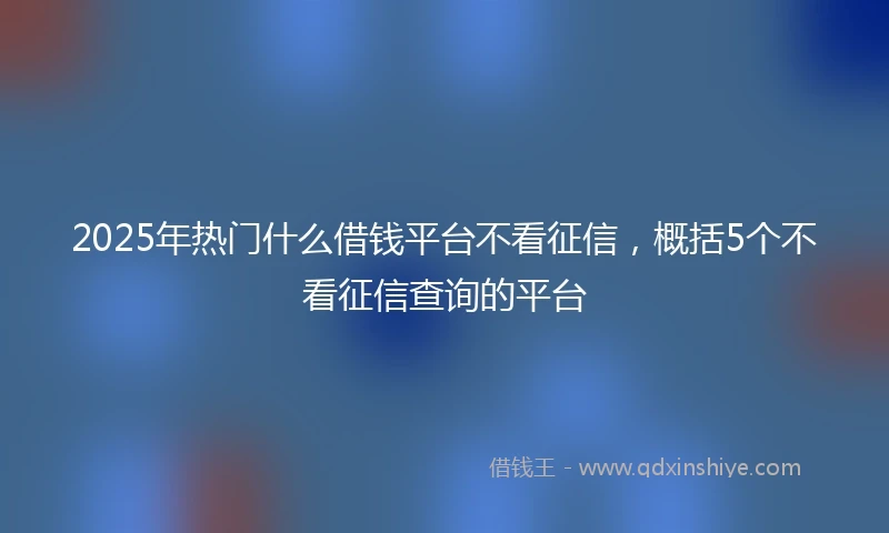 2025年热门什么借钱平台不看征信,概括5个不看征信查询的平台