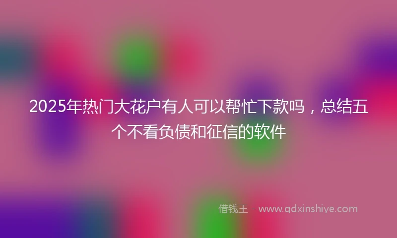 2025年热门大花户有人可以帮忙下款吗，总结五个不看负债和征信的软件