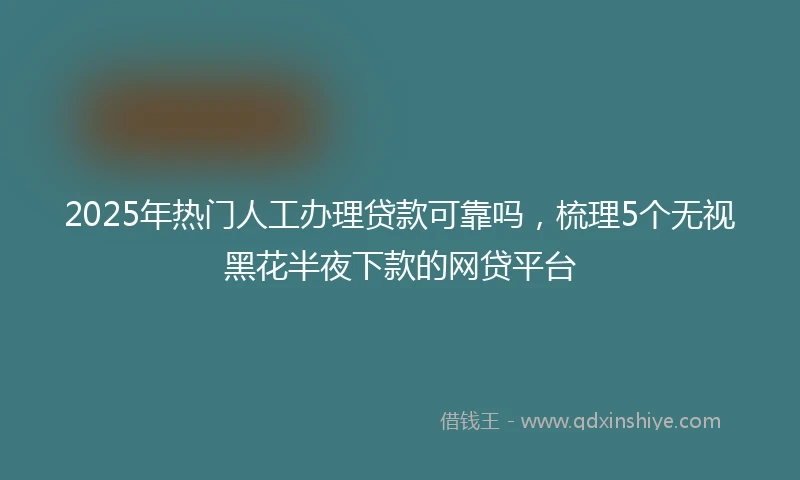 2025年热门人工办理贷款可靠吗,梳理5个无视黑花半夜下款的网贷平台