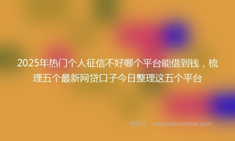 2025年热门个人征信不好哪个平台能借到钱,梳理五个最新网贷口子今日整理这五个平台