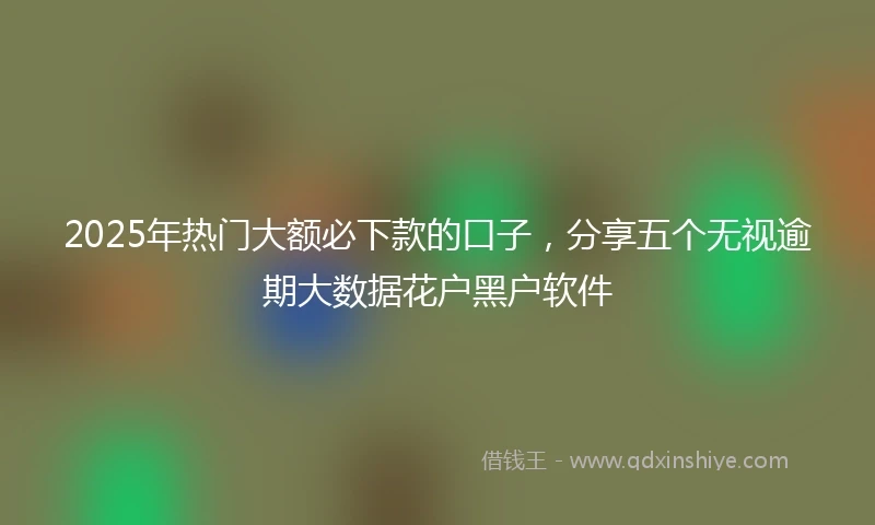 2025年热门大额必下款的口子，分享五个无视逾期大数据花户黑户软件