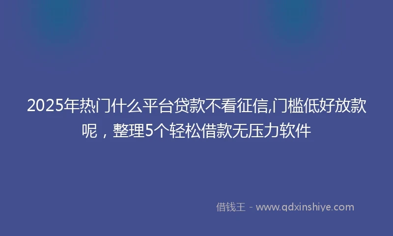 2025年热门什么平台贷款不看征信,门槛低好放款呢，整理5个轻松借款无压力软件
