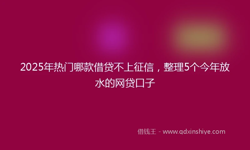 2025年热门哪款借贷不上征信，整理5个今年放水的网贷口子