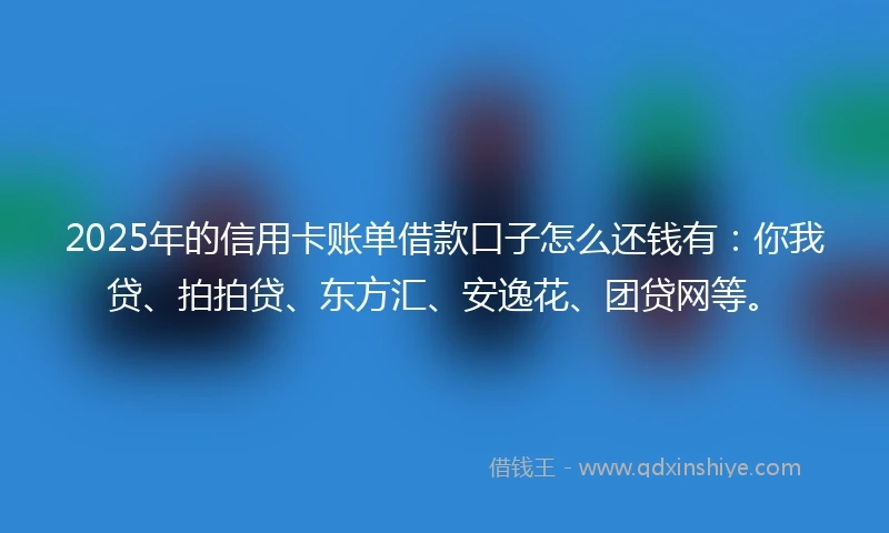 2025年的信用卡账单借款口子怎么还钱有：你我贷、拍拍贷、东方汇、安逸花、团贷网等。