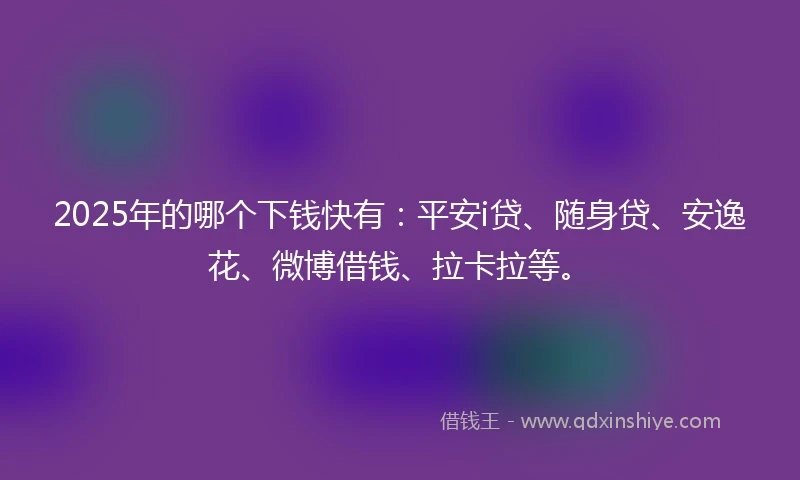 2025年的哪个下钱快有：平安i贷、随身贷、安逸花、微博借钱、拉卡拉等。