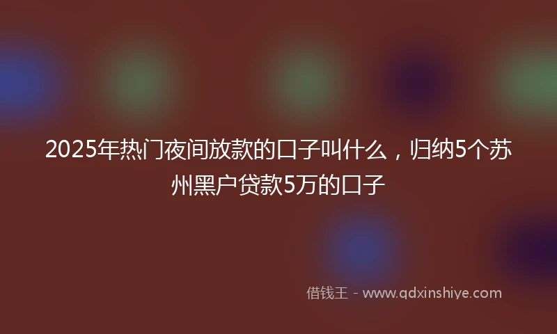 2025年热门夜间放款的口子叫什么，归纳5个苏州黑户贷款5万的口子