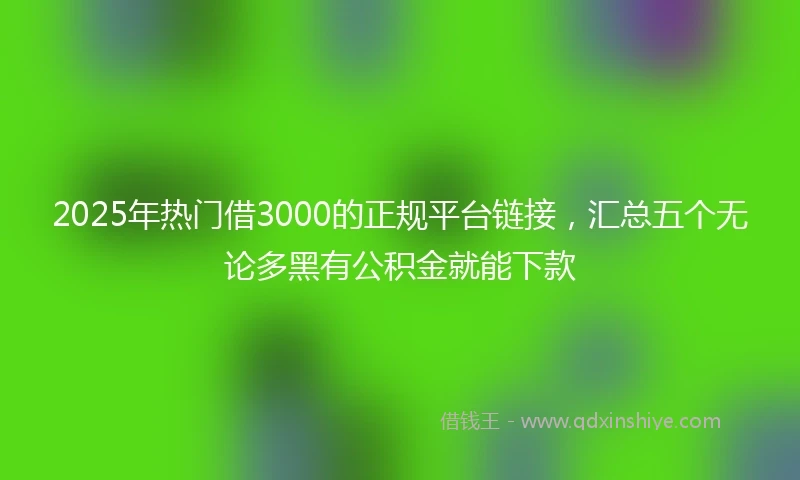 2025年热门借3000的正规平台链接，汇总五个无论多黑有公积金就能下款