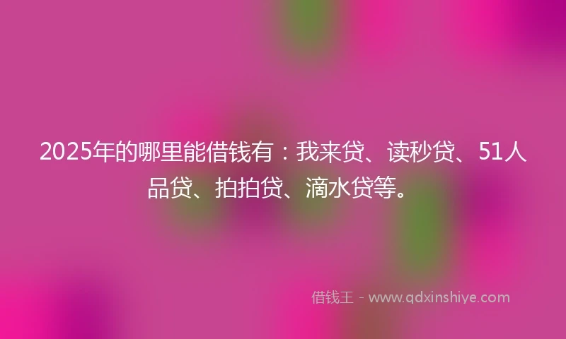 2025年的哪里能借钱有：我来贷、读秒贷、51人品贷、拍拍贷、滴水贷等。