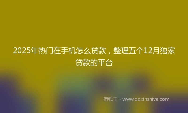 2025年热门在手机怎么贷款,整理五个12月独家贷款的平台