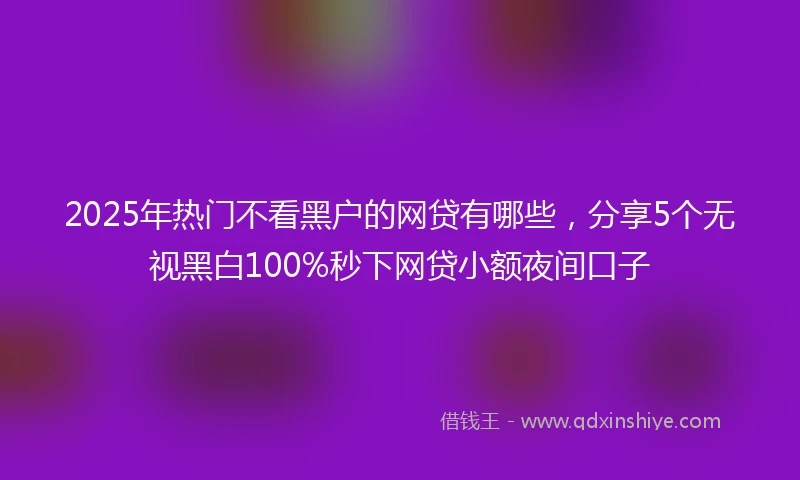 2025年热门不看黑户的网贷有哪些，分享5个无视黑白100%秒下网贷小额夜间口子