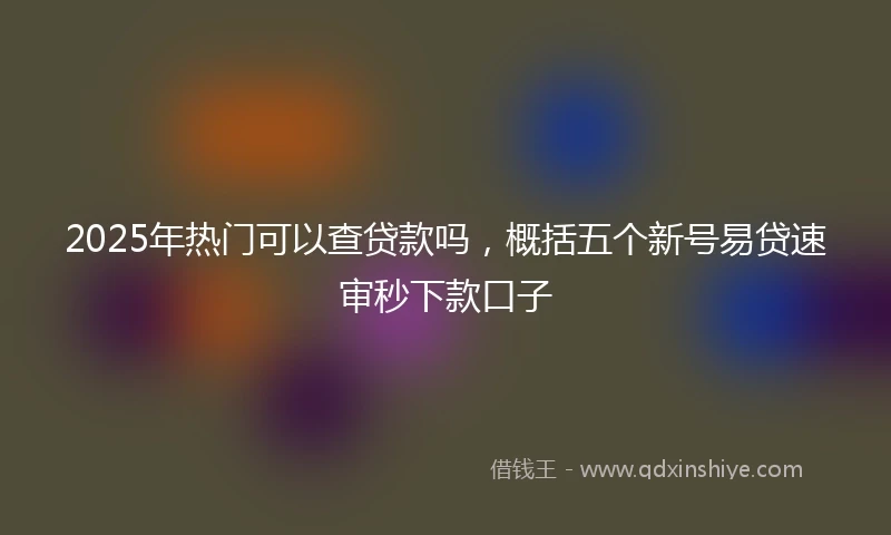 2025年热门可以查贷款吗，概括五个新号易贷速审秒下款口子