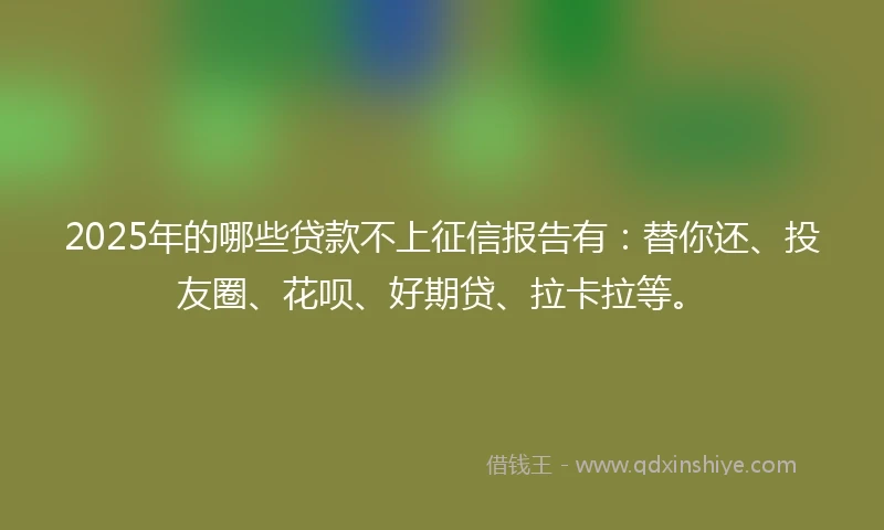 2025年的哪些贷款不上征信报告有：替你还、投友圈、花呗、好期贷、拉卡拉等。