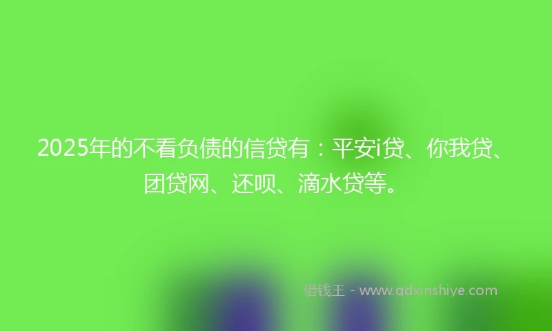 2025年的不看负债的信贷有:平安i贷、你我贷、团贷网、还呗、滴水贷等。