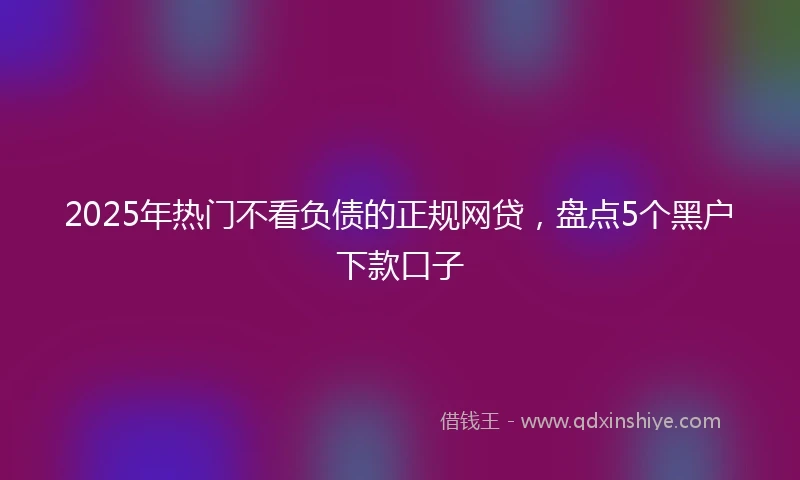 2025年热门不看负债的正规网贷，盘点5个黑户下款口子