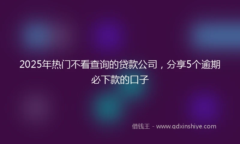 2025年热门不看查询的贷款公司,分享5个逾期必下款的口子