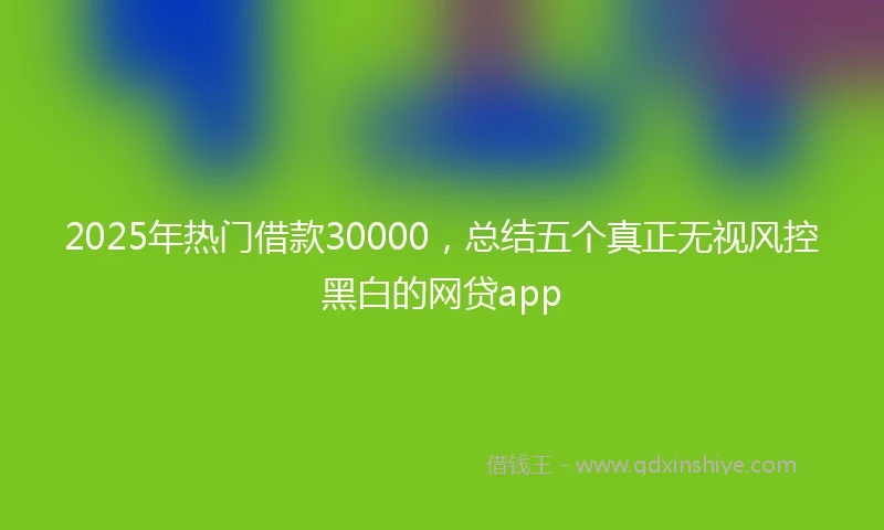 2025年热门借款30000，总结五个真正无视风控黑白的网贷app