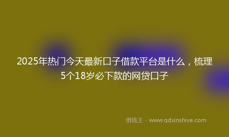 2025年热门今天最新口子借款平台是什么，梳理5个18岁必下款的网贷口子
