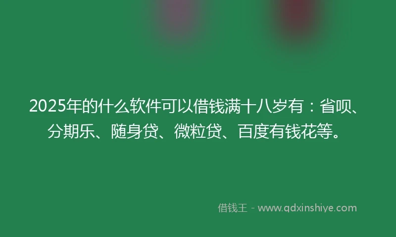 2025年的什么软件可以借钱满十八岁有：省呗、分期乐、随身贷、微粒贷、百度有钱花等。